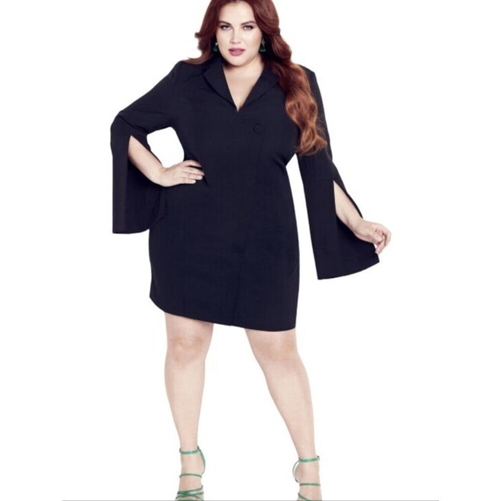 City Chic Adaline Tuxedo Blazer Dress Black Plus Size 24 XXL Career Academia New